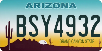 AZ license plate BSY4932