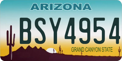 AZ license plate BSY4954