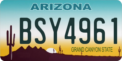 AZ license plate BSY4961
