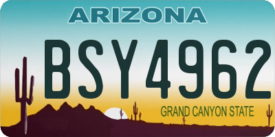 AZ license plate BSY4962