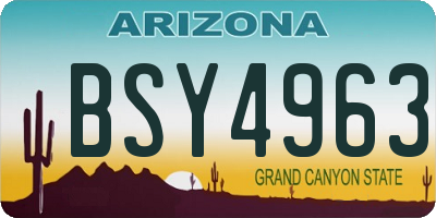 AZ license plate BSY4963