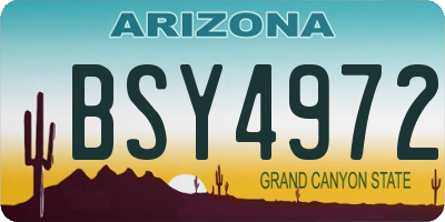 AZ license plate BSY4972