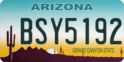 AZ license plate BSY5192
