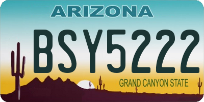 AZ license plate BSY5222