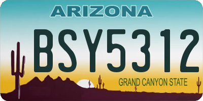 AZ license plate BSY5312