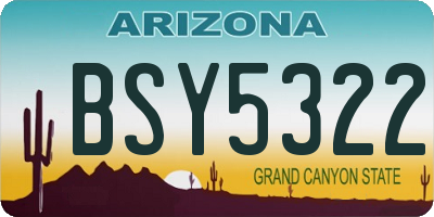 AZ license plate BSY5322