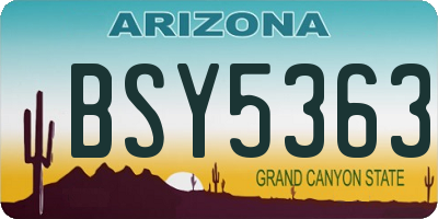 AZ license plate BSY5363