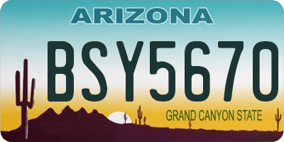 AZ license plate BSY5670