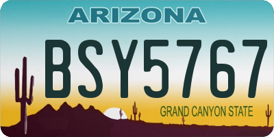 AZ license plate BSY5767