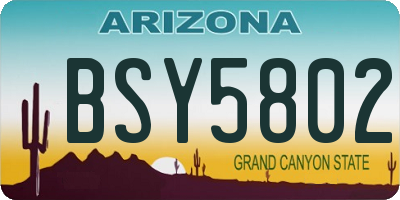 AZ license plate BSY5802