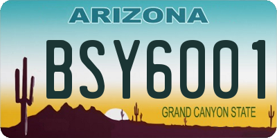 AZ license plate BSY6001