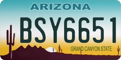AZ license plate BSY6651
