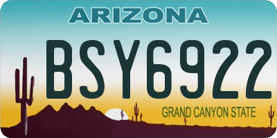 AZ license plate BSY6922