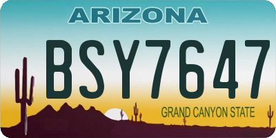 AZ license plate BSY7647