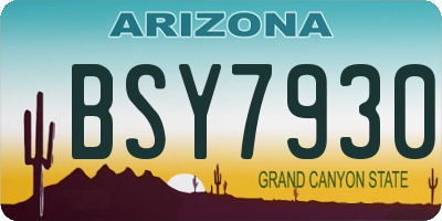 AZ license plate BSY7930