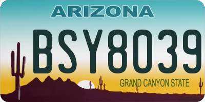 AZ license plate BSY8039