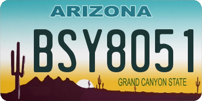 AZ license plate BSY8051