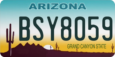 AZ license plate BSY8059