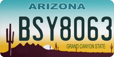 AZ license plate BSY8063