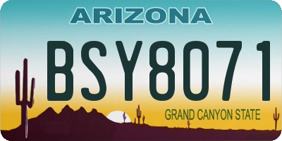 AZ license plate BSY8071
