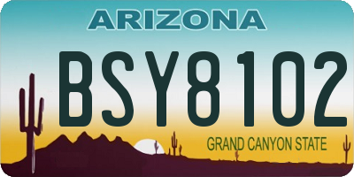 AZ license plate BSY8102