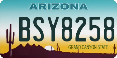 AZ license plate BSY8258