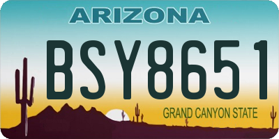AZ license plate BSY8651