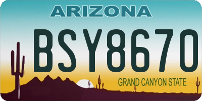 AZ license plate BSY8670