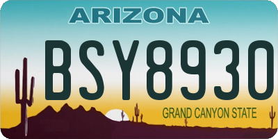 AZ license plate BSY8930