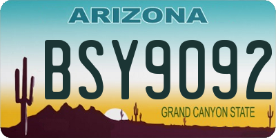 AZ license plate BSY9092