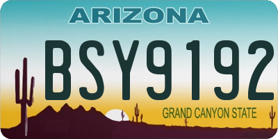 AZ license plate BSY9192
