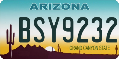 AZ license plate BSY9232