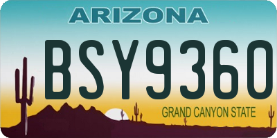 AZ license plate BSY9360