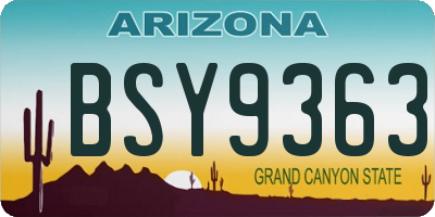 AZ license plate BSY9363