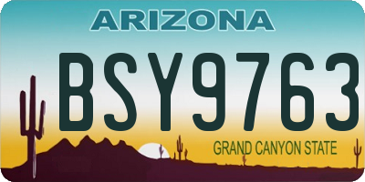 AZ license plate BSY9763