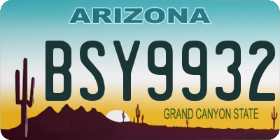 AZ license plate BSY9932