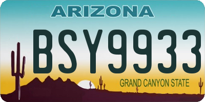 AZ license plate BSY9933