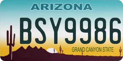 AZ license plate BSY9986