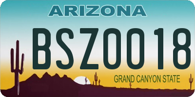 AZ license plate BSZ0018