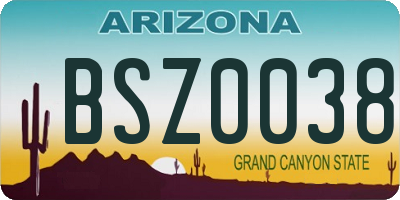 AZ license plate BSZ0038
