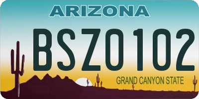 AZ license plate BSZ0102