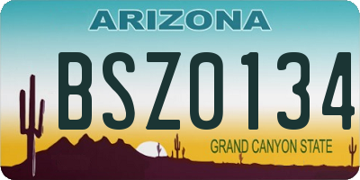 AZ license plate BSZ0134