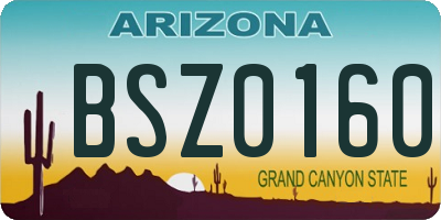 AZ license plate BSZ0160
