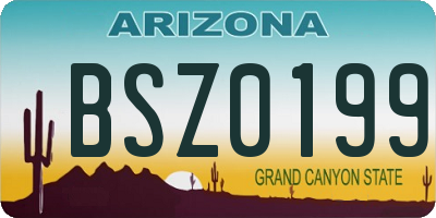 AZ license plate BSZ0199