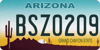 AZ license plate BSZ0209