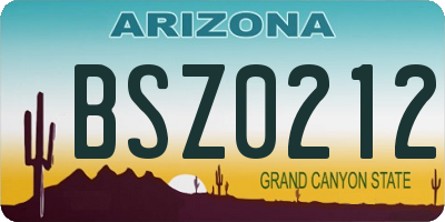 AZ license plate BSZ0212