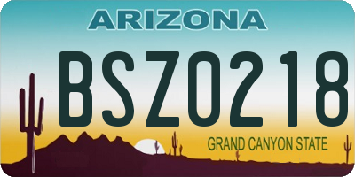 AZ license plate BSZ0218