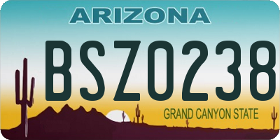 AZ license plate BSZ0238