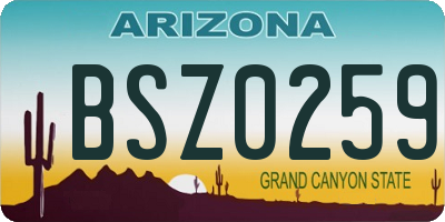 AZ license plate BSZ0259