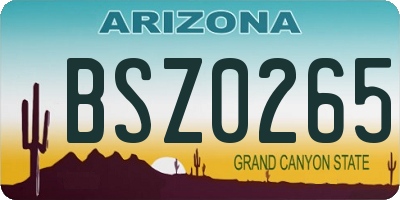 AZ license plate BSZ0265